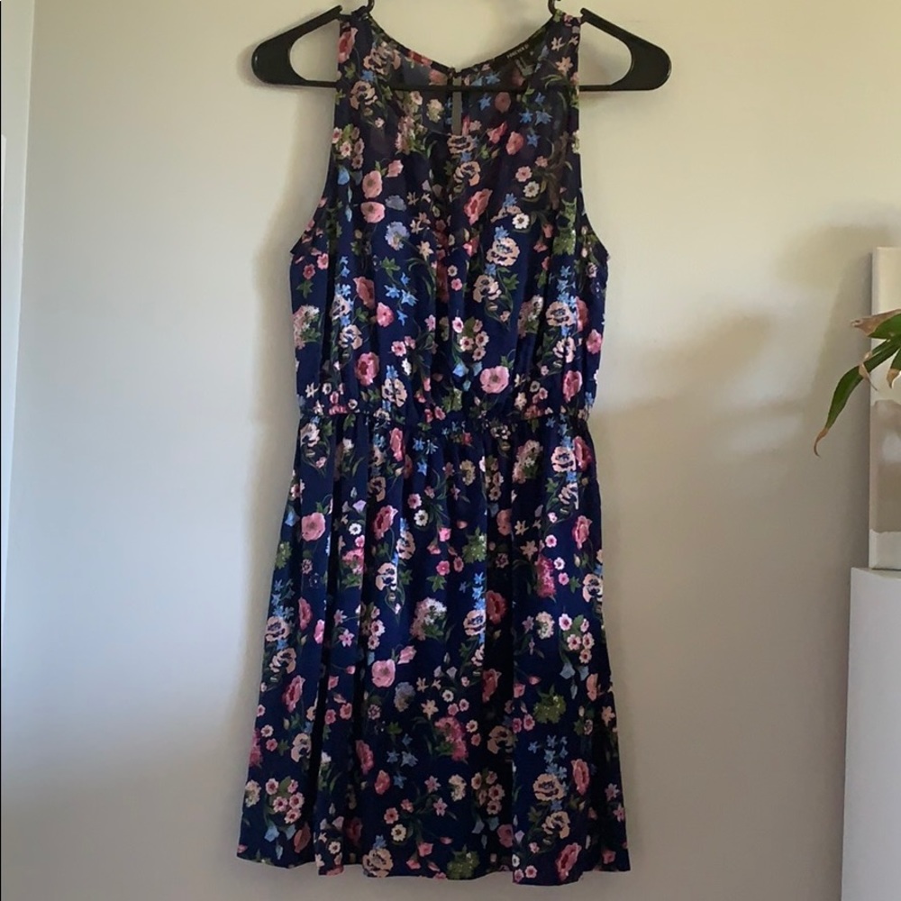 Navy and Pink Floral Dress